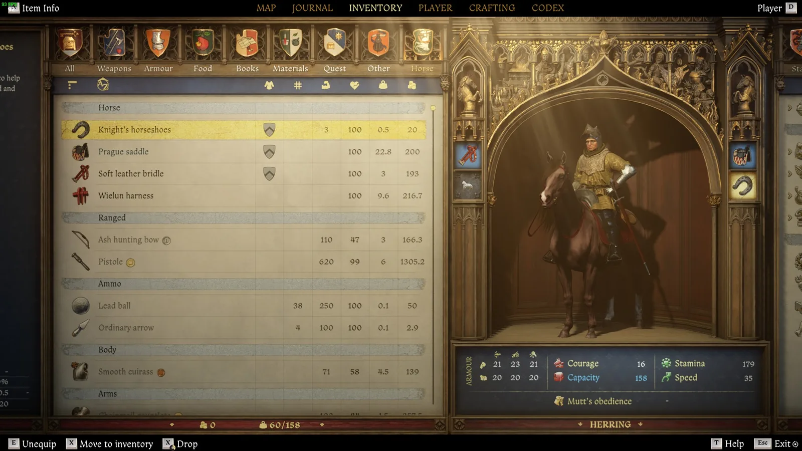 KCD2 kůň: inventář a výbava koně ve hře