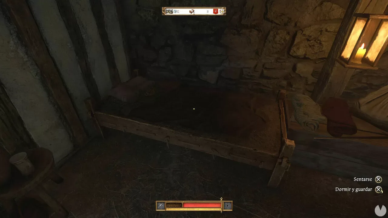 KCD2 sleep interaction at a simple early-game bed