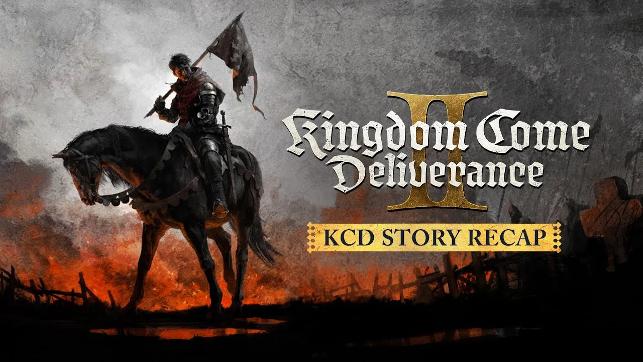 KCD2 continuity shown through official KCD1 recap art of Henry leaving burning Skalitz