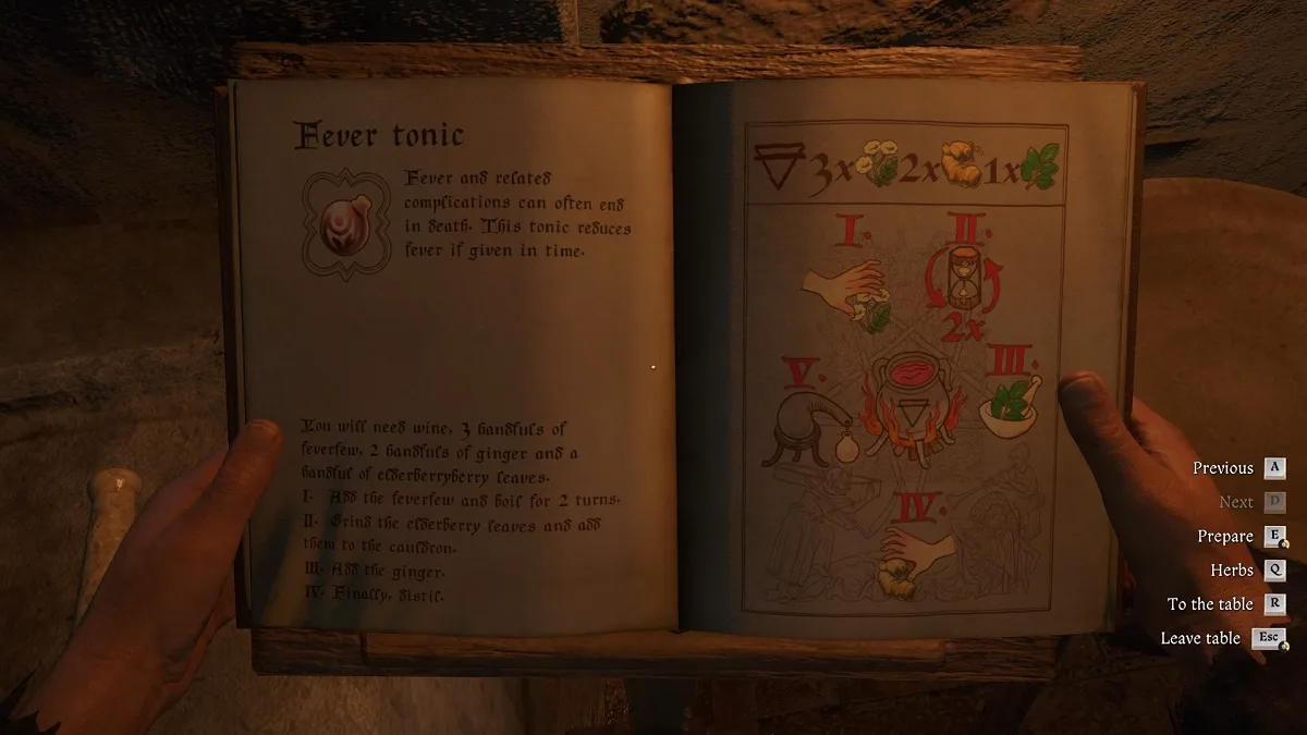 KCD2 Thomas: Fiebertonikum-Rezept mit Zutaten und Destillationsschritt