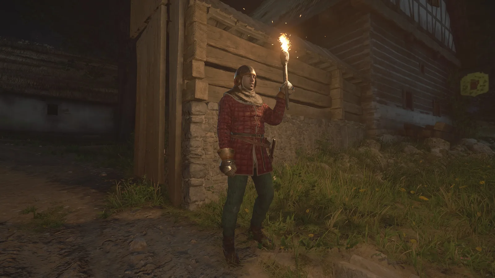 KCD2 torch: equipped torch at night