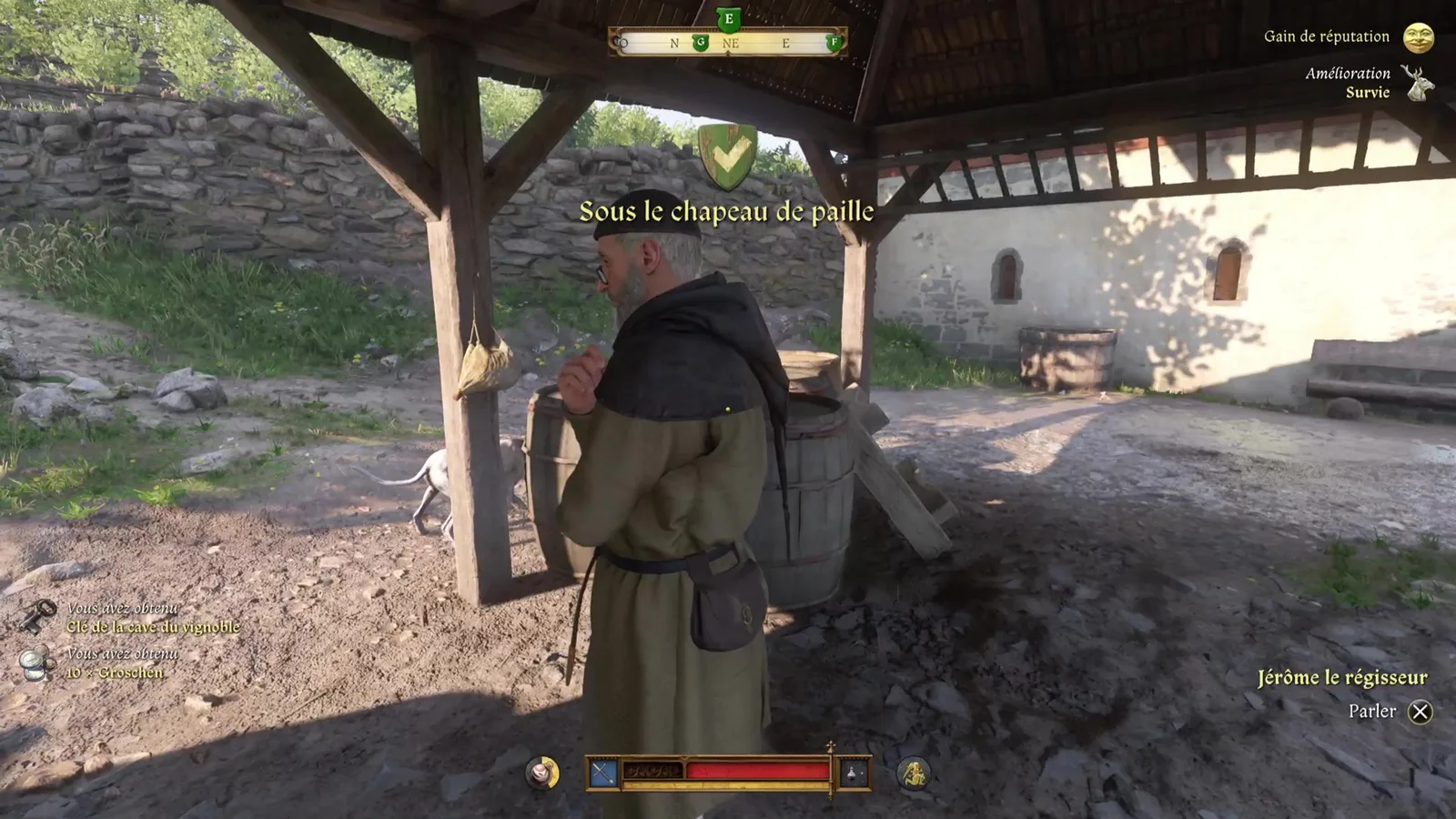 KCD2 vinařský úkol: úkol na vinici v Under a Straw Hat ve hře